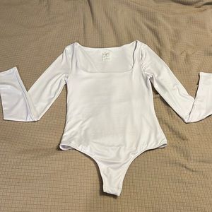 Brand New white long sleeve square neck body suite size small * by together *